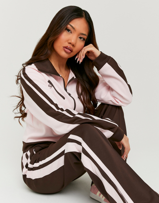 Felpa Rosa a Righe con Zip | TALLY WEiJL