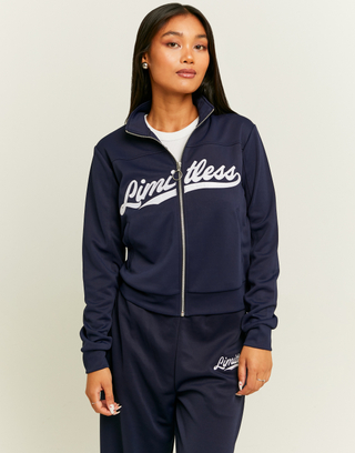 Blue Printed Zip Up Sweatshirt | TALLY WEiJL
