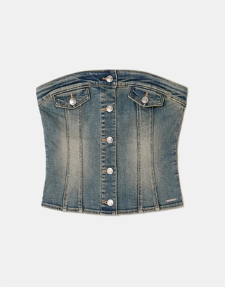 Blaues ärmelloses Denim Top | TALLY WEiJL
