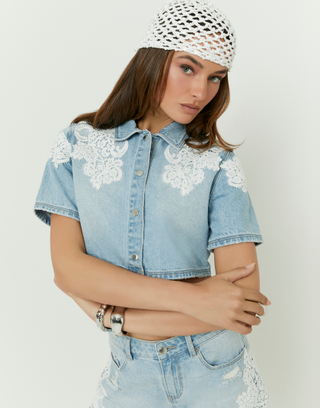 Camicia in Denim Blu con Pizzo | TALLY WEiJL