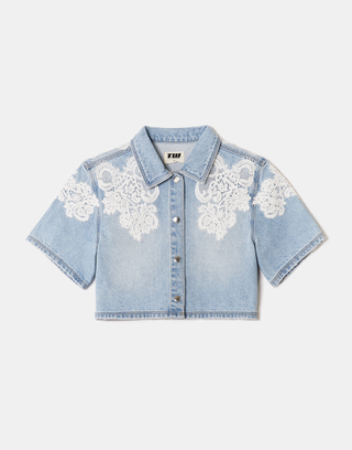 Blue Denim Lace Shirt | TALLY WEiJL