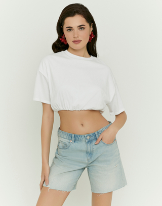 White Cropped T-Shirt | TALLY WEiJL