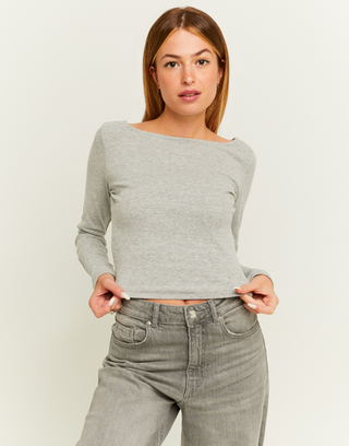 Boat Neck Grey T-Shirt | TALLY WEiJL