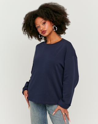 T-Shirt Basic Blu a Maniche Lunghe | TALLY WEiJL