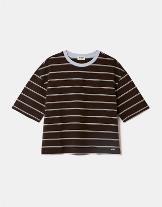 T-Shirt Oversize Rayé Marron | TALLY WEiJL