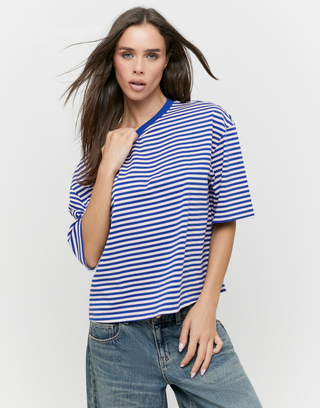 T-Shirt Oversize a Righe Blu | TALLY WEiJL