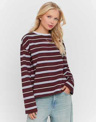 Burgundy Striped T-Shirt | TALLY WEiJL