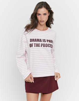 T-Shirt a Righe Rosa Stampata | TALLY WEiJL