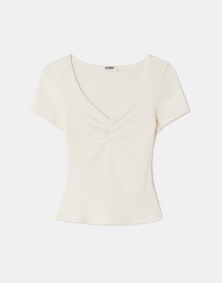 T-Shirt Bianca Arricciata | TALLY WEiJL