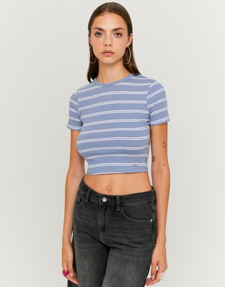 Blaues gestreiftes Basic-T-Shirt | TALLY WEiJL