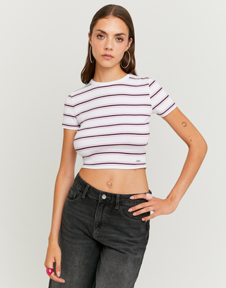 Weiß gestreiftes Basic-T-Shirt | TALLY WEiJL