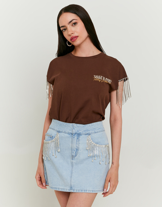 Printed T-shirt with Strass Chains | TALLY WEiJL