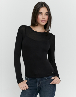Black Layered T Shirt | TALLY WEiJL