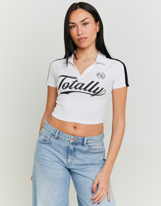 T-shirt Polo Λευκό με στάμπα | TALLY WEiJL