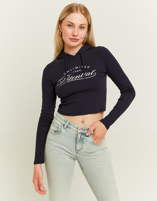 Blue Hooded Printed Top | TALLY WEiJL
