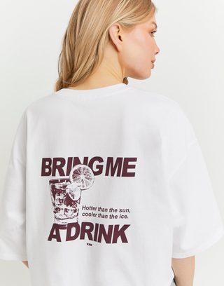 T-shirt oversize bianca con stampa | TALLY WEiJL