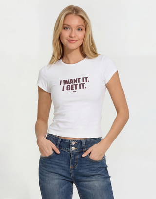 White Fitted Printed T-Shirt | TALLY WEiJL