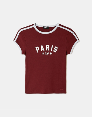 Burgundy Printed T-Shirt | TALLY WEiJL