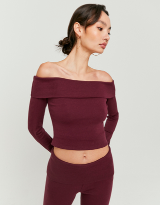 T-Shirt Borgogna con spalle scoperte | TALLY WEiJL