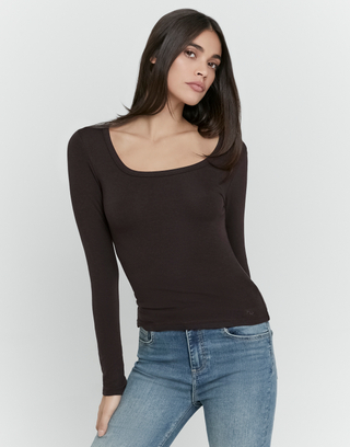 Braunes Basic T Shirt | TALLY WEiJL