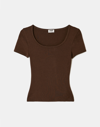 Brown Basic T-Shirt | TALLY WEiJL