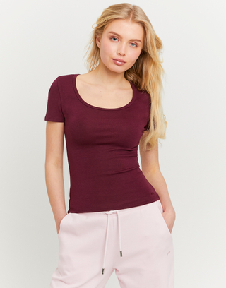 Burgundy Basic T-Shirt | TALLY WEiJL