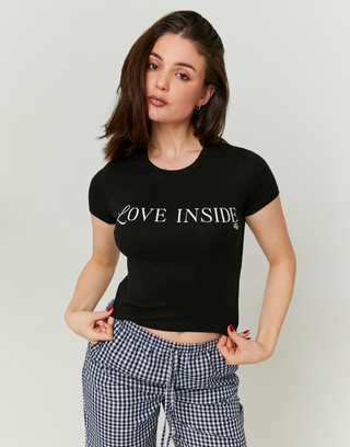 Black Printed T-shirt | TALLY WEiJL