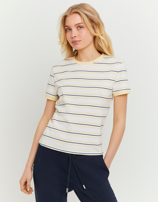 T-shirt basic gialla a righe | TALLY WEiJL