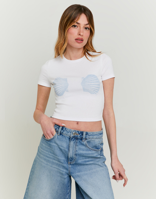 T-shirt Λευκό με στάμπα | TALLY WEiJL