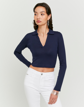 T-Shirt Basic Μπλε μακρύ μανίκι | TALLY WEiJL