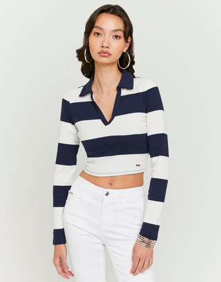 Striped Blue T-Shirt With Long Sleeves | TALLY WEiJL
