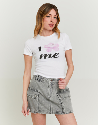 Weißes T-Shirt mit Print | TALLY WEiJL