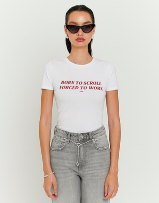 White Printed T-Shirt | TALLY WEiJL