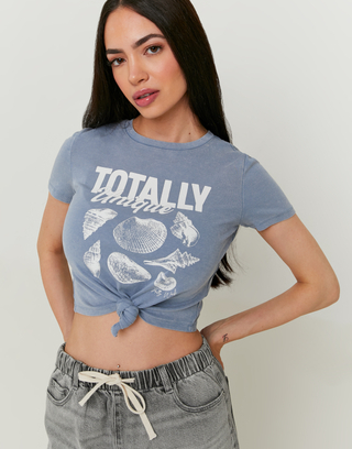 Blue Knotted T-shirt | TALLY WEiJL