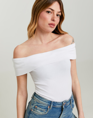 Top Basico Off Shoulder Bianco | TALLY WEiJL