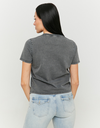Grey Acid Wash Basic T-shirt | TALLY WEiJL