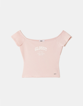 T-Shirt Corta Rosa con Stampa | TALLY WEiJL