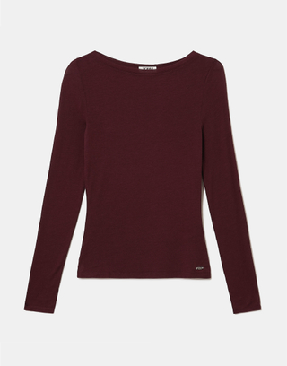 Bordeauxrotes Basic T-Shirt | TALLY WEiJL