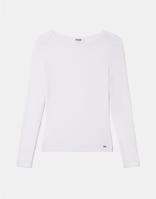 White Modal Cashmere Long Sleeve Top | TALLY WEiJL