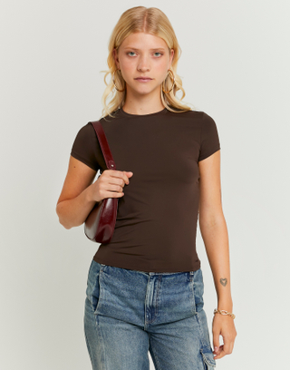 Braunes Basic T-Shirt | TALLY WEiJL
