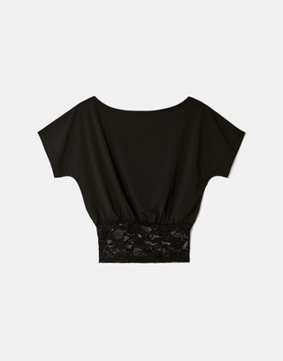 Top Asimmetrico in Pizzo Nero | TALLY WEiJL