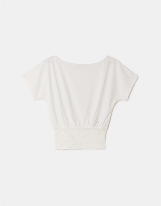 White Asymmetric Lace Top | TALLY WEiJL