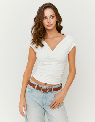 White Ruched Top | TALLY WEiJL