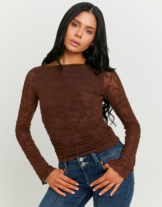 Braunes Top mit Blumenprint | TALLY WEiJL