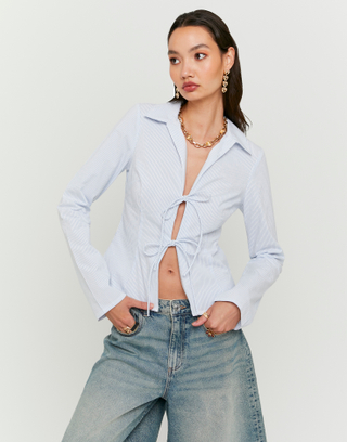 Camicia Blu a Righe con Fiocchi | TALLY WEiJL