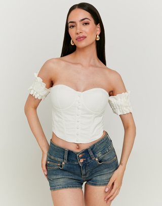 White Off-shoulder Corset Top | TALLY WEiJL