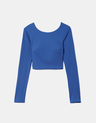 Blue Cropped Cut out Top