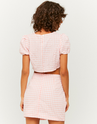 High Waist Checked Ruched Skirt