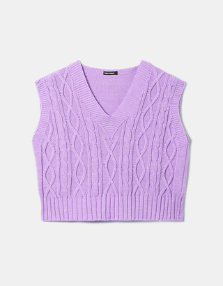 Sleeveless V-Neck Cable Knit Jumper 