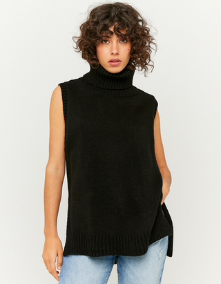 Turtle Neck Sleeveless Long Jumper 
